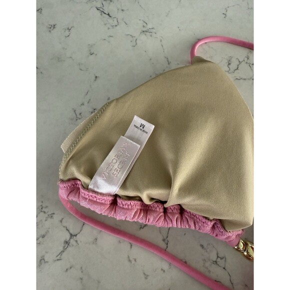 Victoria Secret Vintage Y2K Pink Shimmer 2 Piece Bikini With Silver Beading - Picture 4 of 14